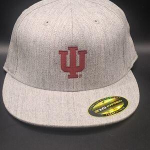 New Without Tags Indiana University Gray Fitted Cap with Red Logo